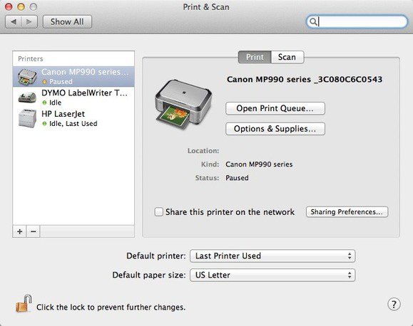 Mac printer the selected software isn